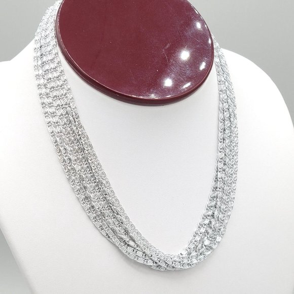 Sarah Coventry Womens Multi Strand Silver Tone Metal Scroll Chain Necklace 15 in - Picture 2 of 6